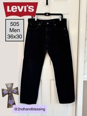 Levi's 505 Men's Straight Jeans Black 36x30, 100% Cotton